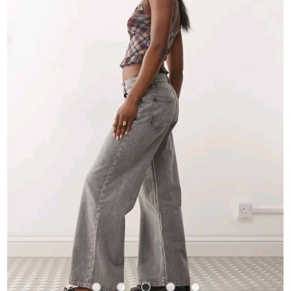Motel Jeans Womens W36 L30 Gray Roomy Wide Mid Rise Relaxed Wide Leg Denim